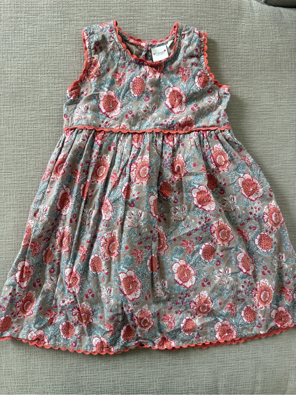Coral Floral Cotton Dress for Kids
